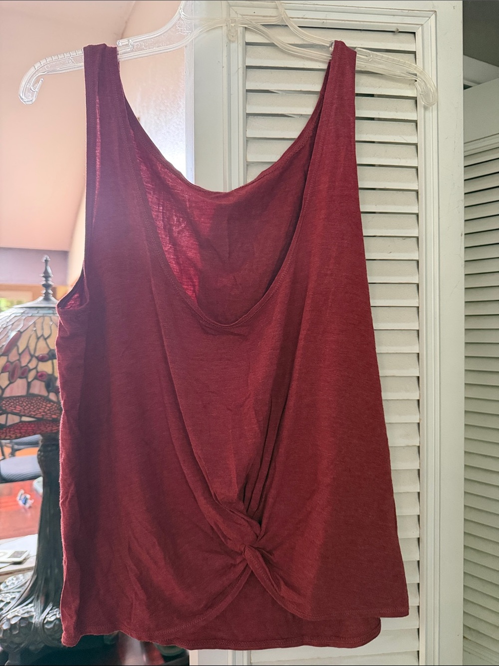 ZYIA Women's Maroon Twist-Front Tank Top